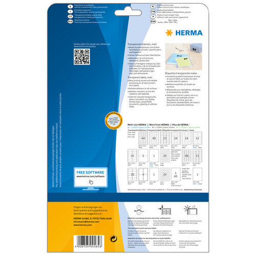 Herma Etiket HERMA 4585 210x297mm weerbestendig transparant mat 10stuks