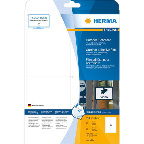 Herma Etiket HERMA 9534 99.1x139mm weerbestendig wit 40stuks