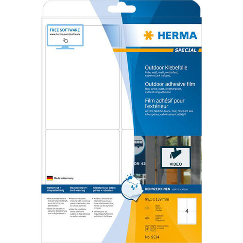 Herma Etiquette HERMA 9534 99,1x139mm résistante aux intempéries blanc 40pcs