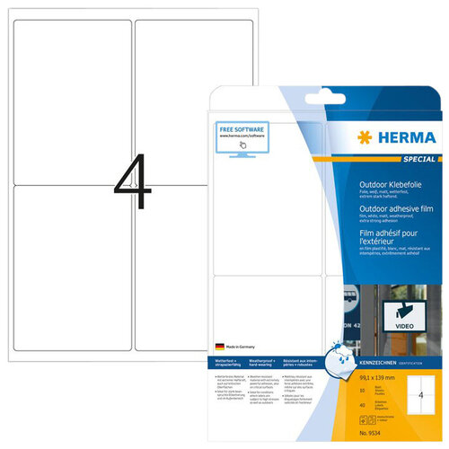 Herma Etiket HERMA 9534 99.1x139mm weerbestendig wit 40stuks