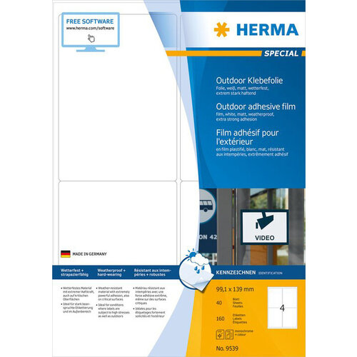 Herma Etiquette HERMA 9539 99,1x139mm résistante aux intempéries blanc 160pcs