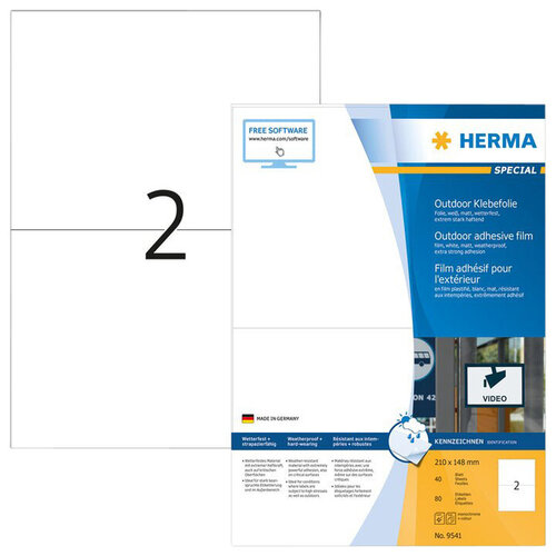 Herma Etiket HERMA 9541 210x148mm weerbestendig wit 80stuks