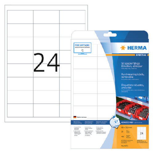 Herma Etiket HERMA 4573 66x33.8mm folie wit 480stuks