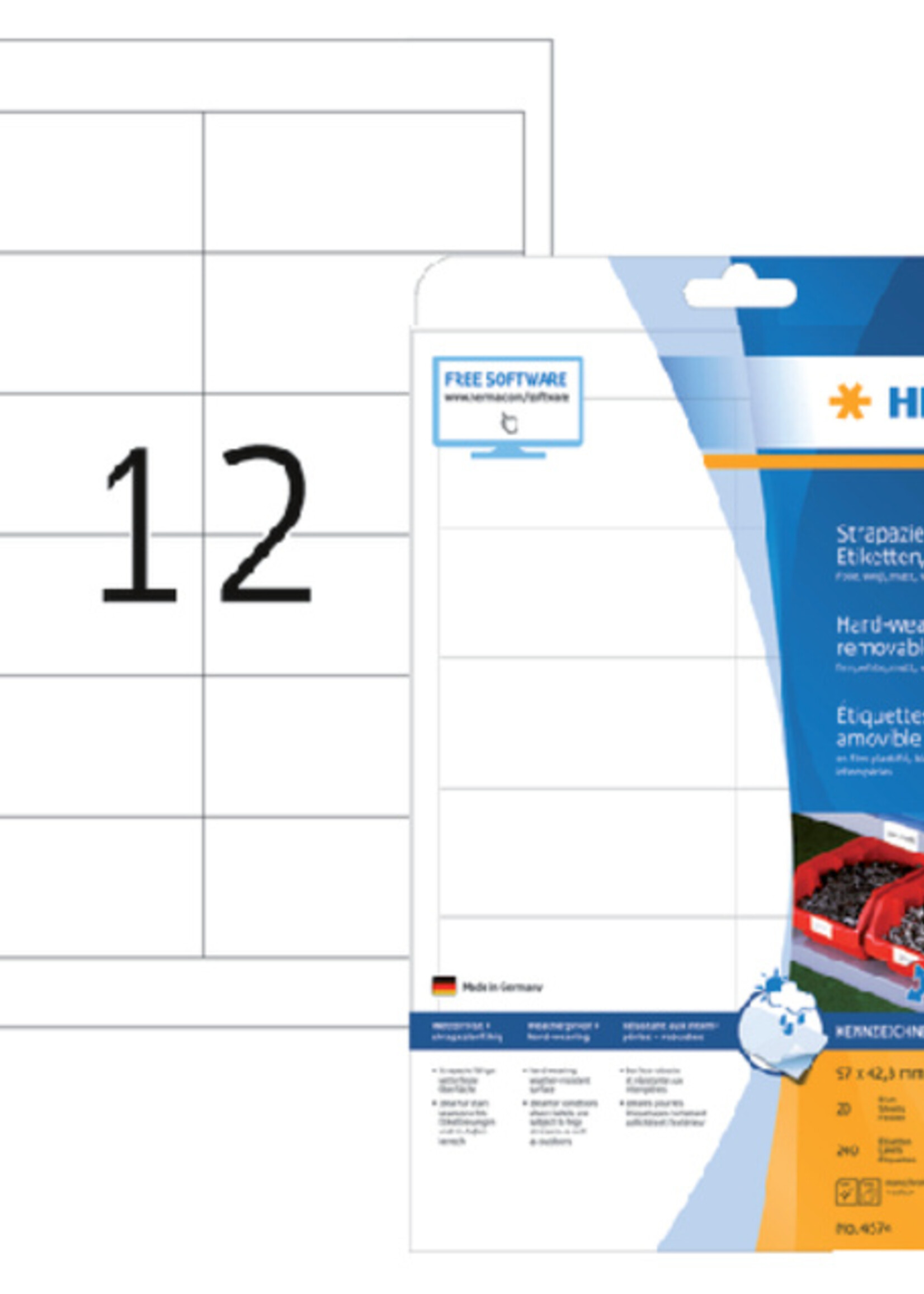 Herma Etiquette HERMA 4574 97x42,3mm film blanc 240 pièces