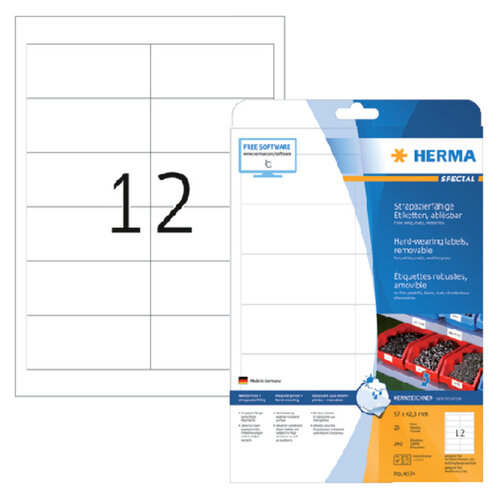 Herma Etiket HERMA 4574 97X42.3mm folie wit 240stuks