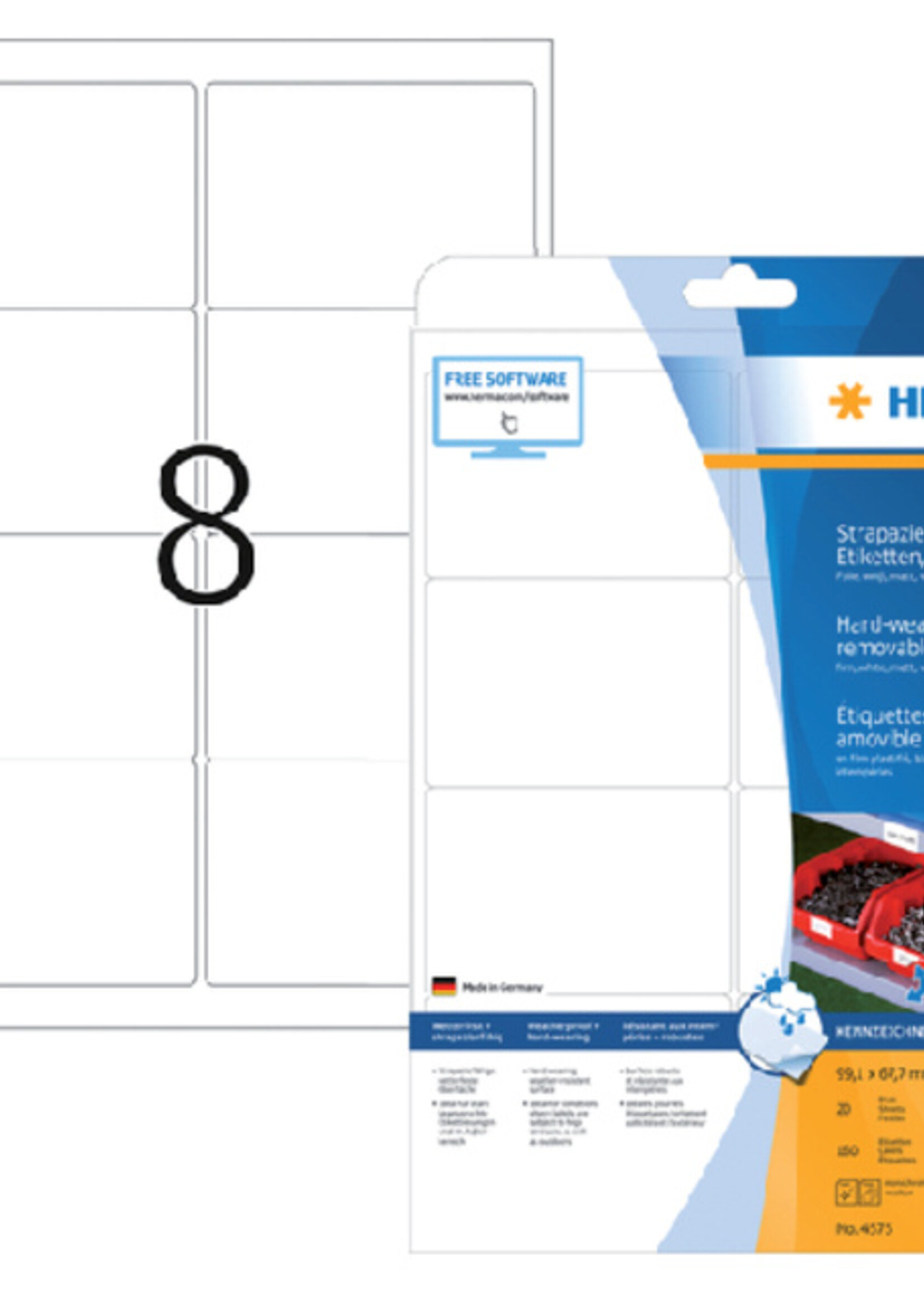 Herma Etiket HERMA 4575 99.1x67.7mm folie wit 160stuks