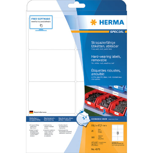 Herma Etiket HERMA 4575 99.1x67.7mm folie wit 160stuks