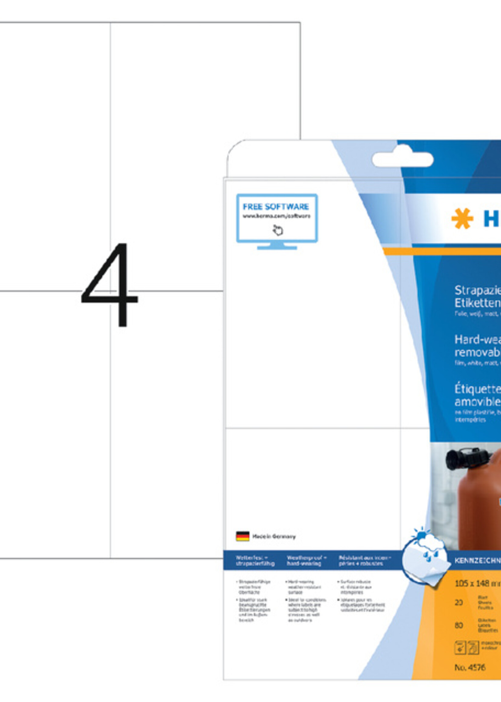 Herma Etiket HERMA 4576 105x148mm folie wit 80stuks
