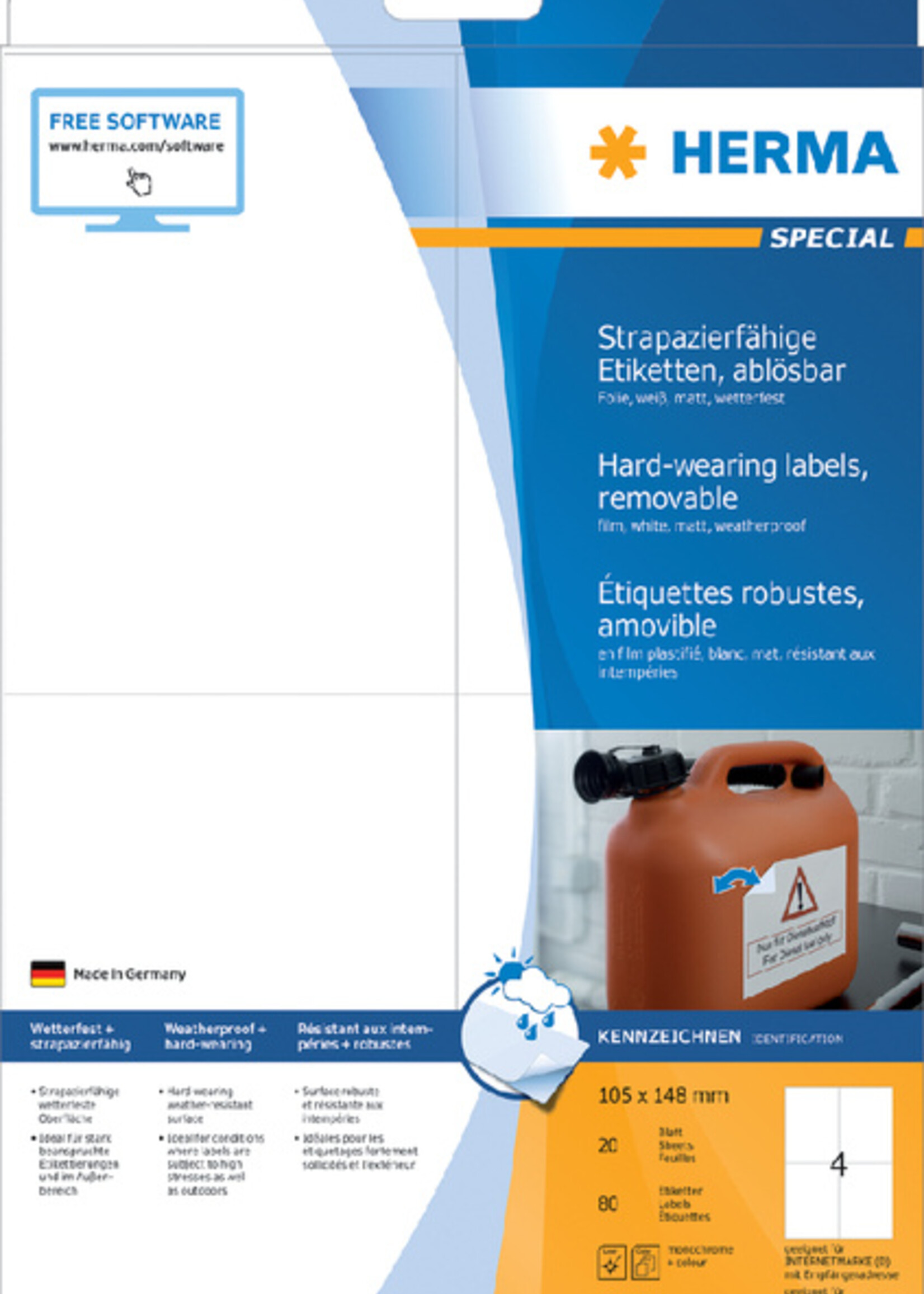 Herma Etiket HERMA 4576 105x148mm folie wit 80stuks