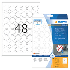 Etiket HERMA 4571 30mm rond folie wit 960stuks