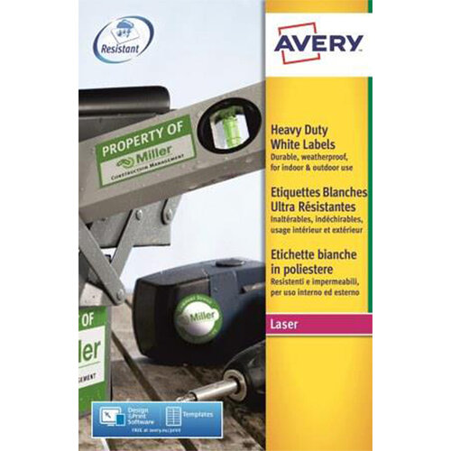 Avery Etiket Avery L7060-20 63.5x38.1mm polyester wit 420stuks