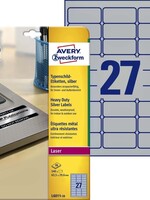 Avery Etiket Avery L6011-20 63.5x29.6mm zilver 540stuk