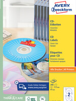 Avery Zweckform Etiket Avery Zweckform L6043-100 CD wit 200stuks
