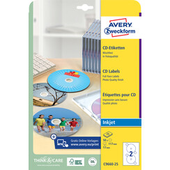 Etiquette CD Avery C9660-25 brillant 50 pièces