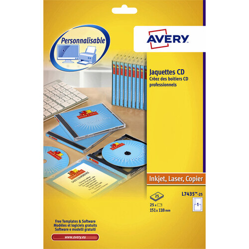 Avery Cd inlegkaart Avery L7435-25 151x118mm