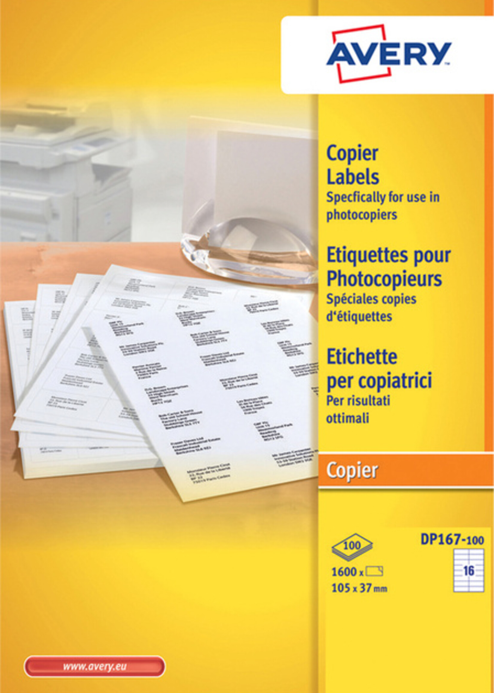 Avery Etiket Avery DP167-100 105x37mm wit 1600stuks