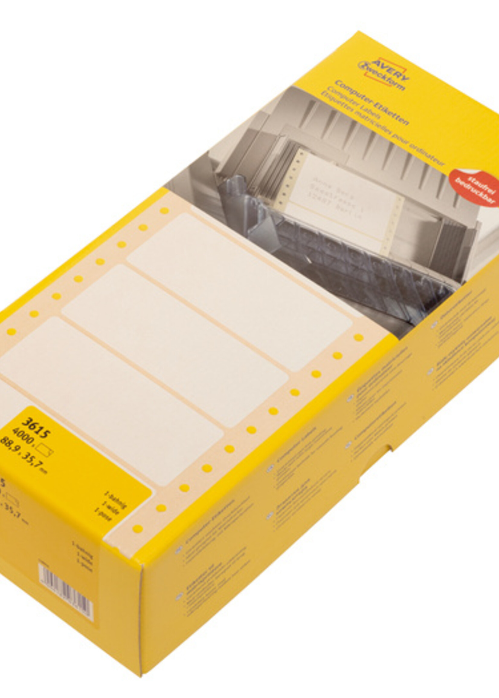 Avery Zweckform Etiket Avery Zweckform 3615 88.9x35.7mm 1-baans wit 4000stuk