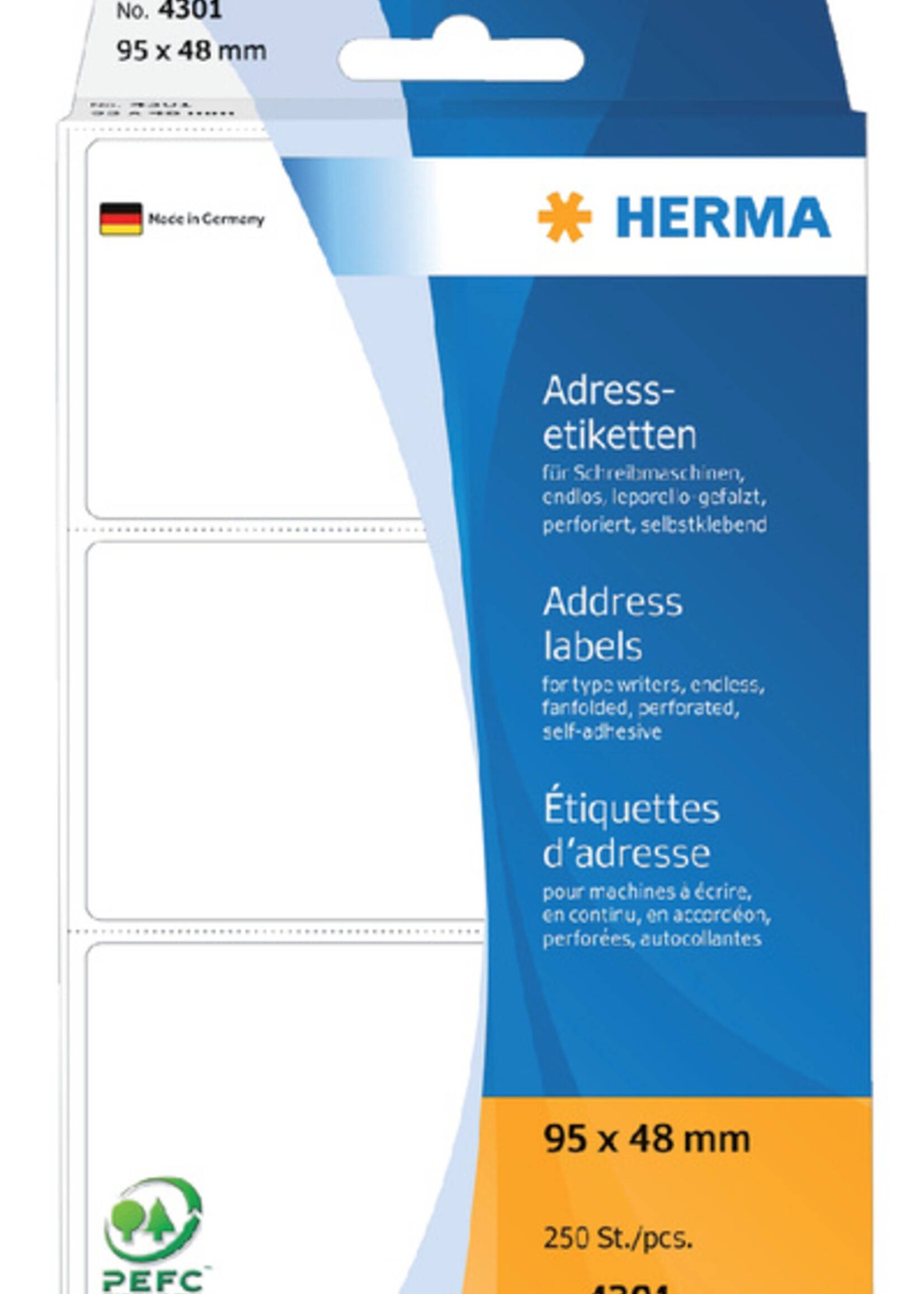 Herma Etiket HERMA adres 4301 95x48mm 250stuks zig-zag