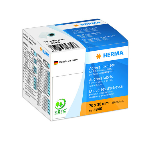 Herma Etiket HERMA adres 4340 70x38mm op rol wit 250stuks