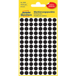 Etiquette Avery Zweckform 3009 rond 8mm noir 416 pcs