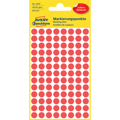 Avery Zweckform Etiquette Avery Zweckform 3010 rond 8mm rouge 416 pcs