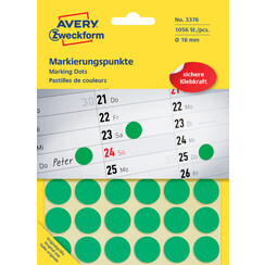 Etiket Avery Zweckform 3376 rond 18mm 1056stuks groen