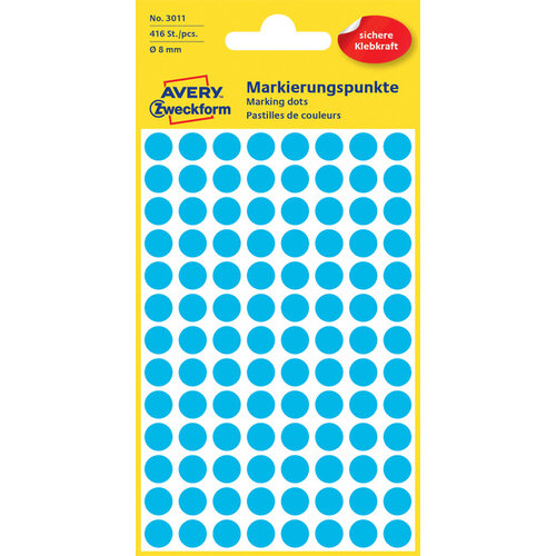 Avery Zweckform Etiquette Avery Zweckform 3011 rond 8mm bleu 416 pcs