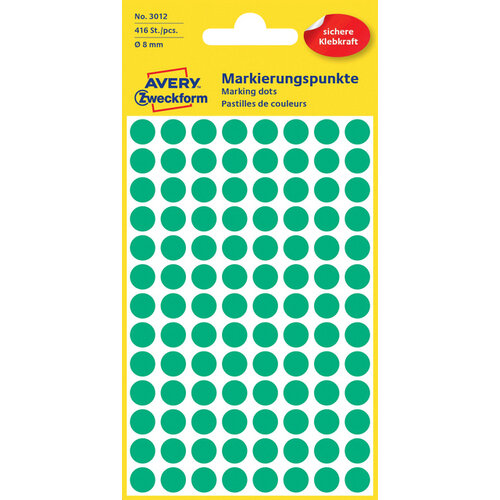 Avery Zweckform Etiquette Avery Zweckform 3012 rond 8mm vert 416 pcs