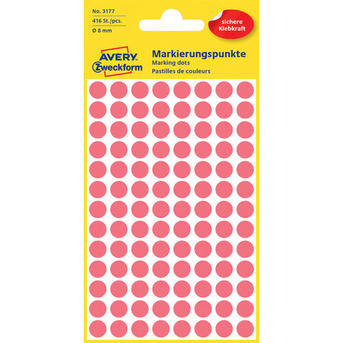 Avery Zweckform Etiquette Avery Zweckform 3117 rond 8mm rouge 416 pcs