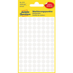 Etiket Avery Zweckform 3175 rond 8mm wit 416stuks