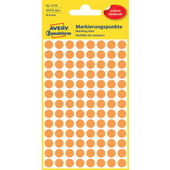 Etiket Avery Zweckform 3178 rond 8mm oranje 416stuks