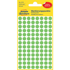 Etiket Avery Zweckform 3179 rond 8mm lichtgroen 416stuks