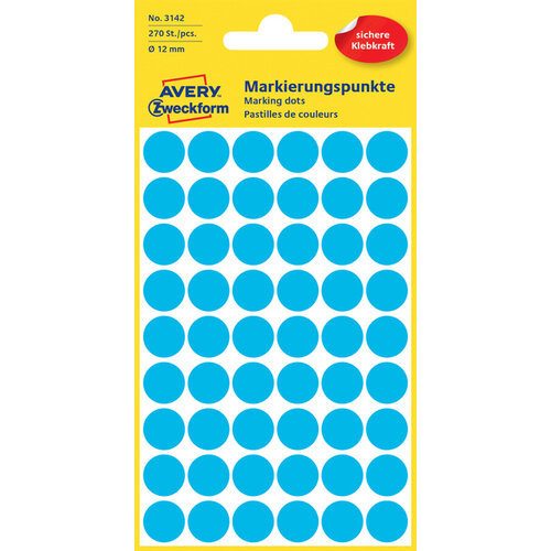 Avery Zweckform Etiquette Avery Zweckform 3142 rond 12mm bleu 270 pcs