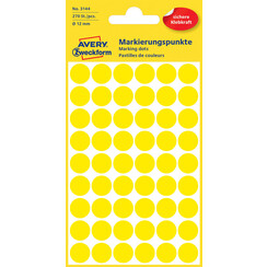 Etiket Avery Zweckform 3144 rond 12mm geel 270stuks