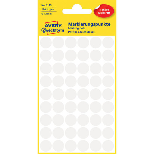 Avery Zweckform Etiquette Avery Zweckform 3145 rond 12mm blanc 270 pcs