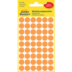 Etiquette Avery Zweckform 3148 rond 12mm orange 270 pcs