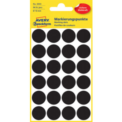 Etiket Avery Zweckform 3003 rond 18mm zwart 96stuks