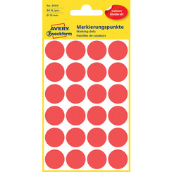 Etiquette Avery Zweckform 3004 rond 18mm rouge 96 pcs