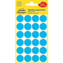 Etiquette Avery Zweckform 3005 rond 18mm bleu 96 pcs