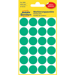 Etiket Avery Zweckform 3006 rond 18mm groen 96stuks