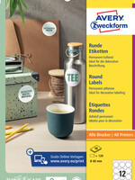 Avery Zweckform Etiquette Avery Zwecform L3416-10 ronde 60mm blanc 120 pièces