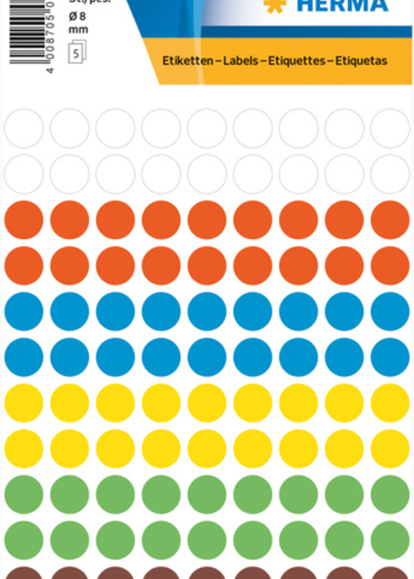 Herma Etiquette HERMA 1831 rond 8mm assorti 540 pièces