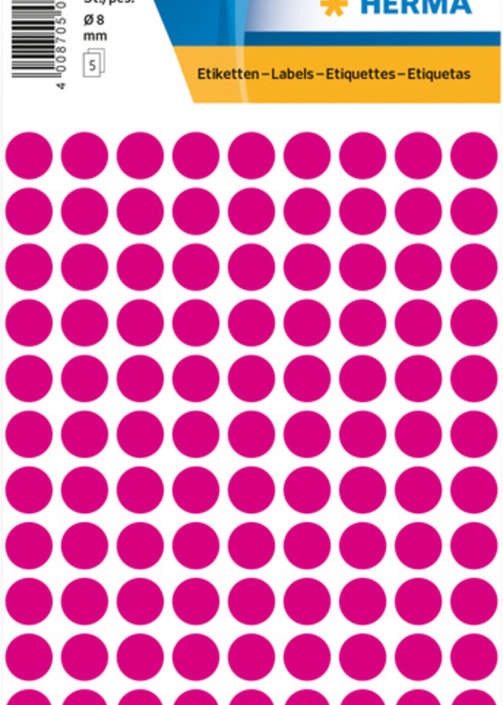 Herma Etiquette HERMA 1836 rond 8mm rose 540 pièces