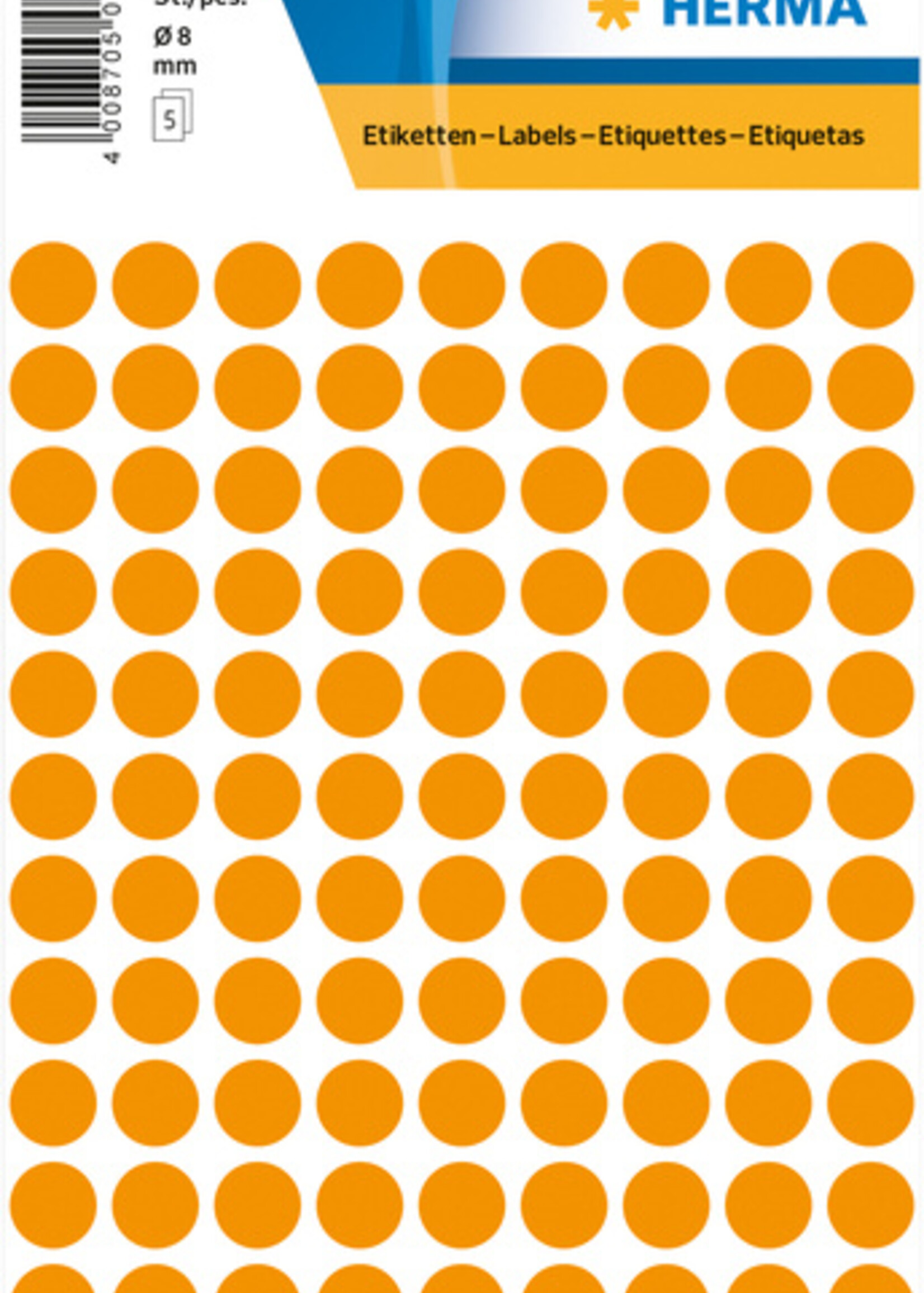 Herma Etiquette HERMA 1844 rond 8mm orange fluo 540 pièces