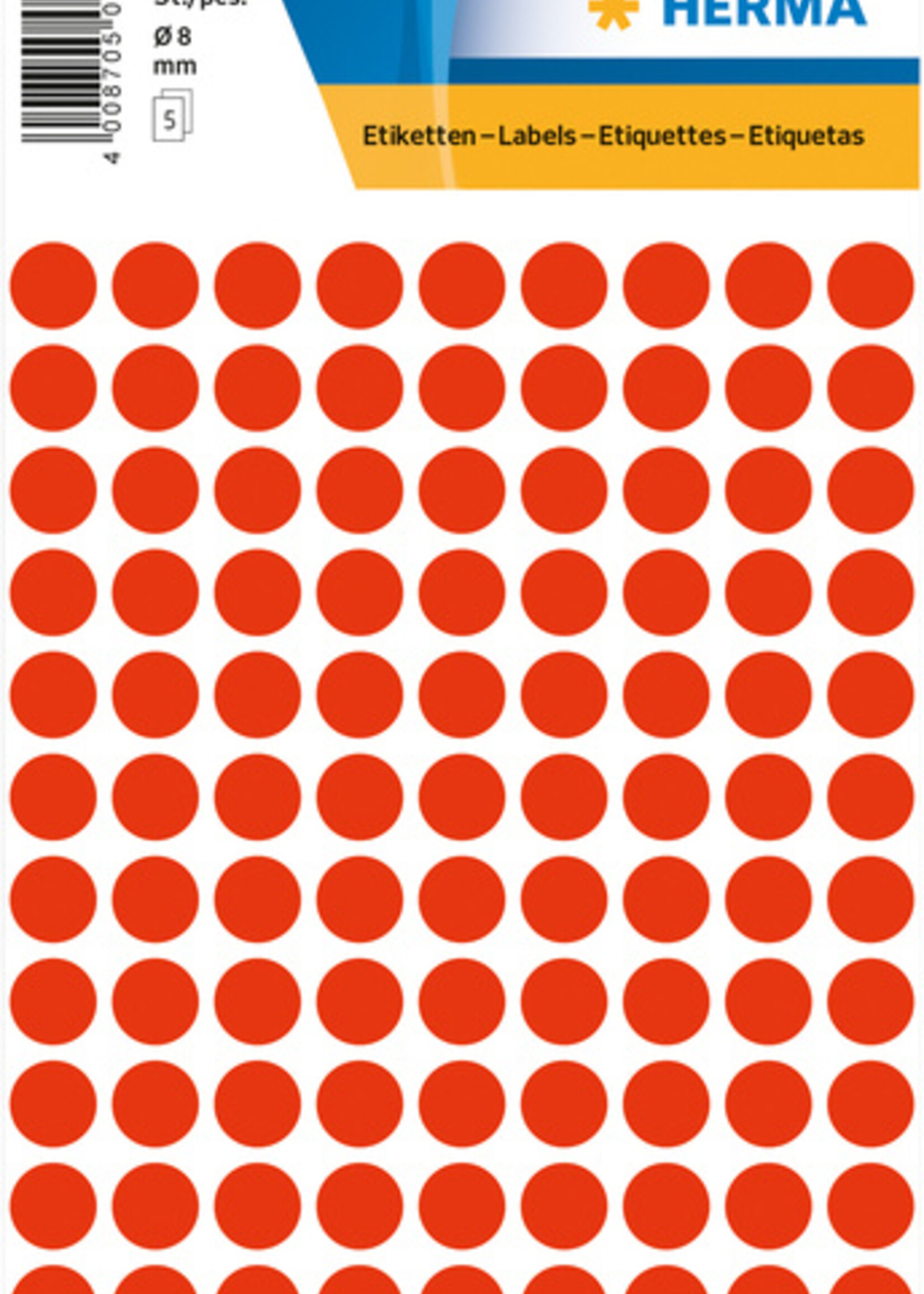 Herma Etiket HERMA 1846 rond 8mm fluor rood 540stuks