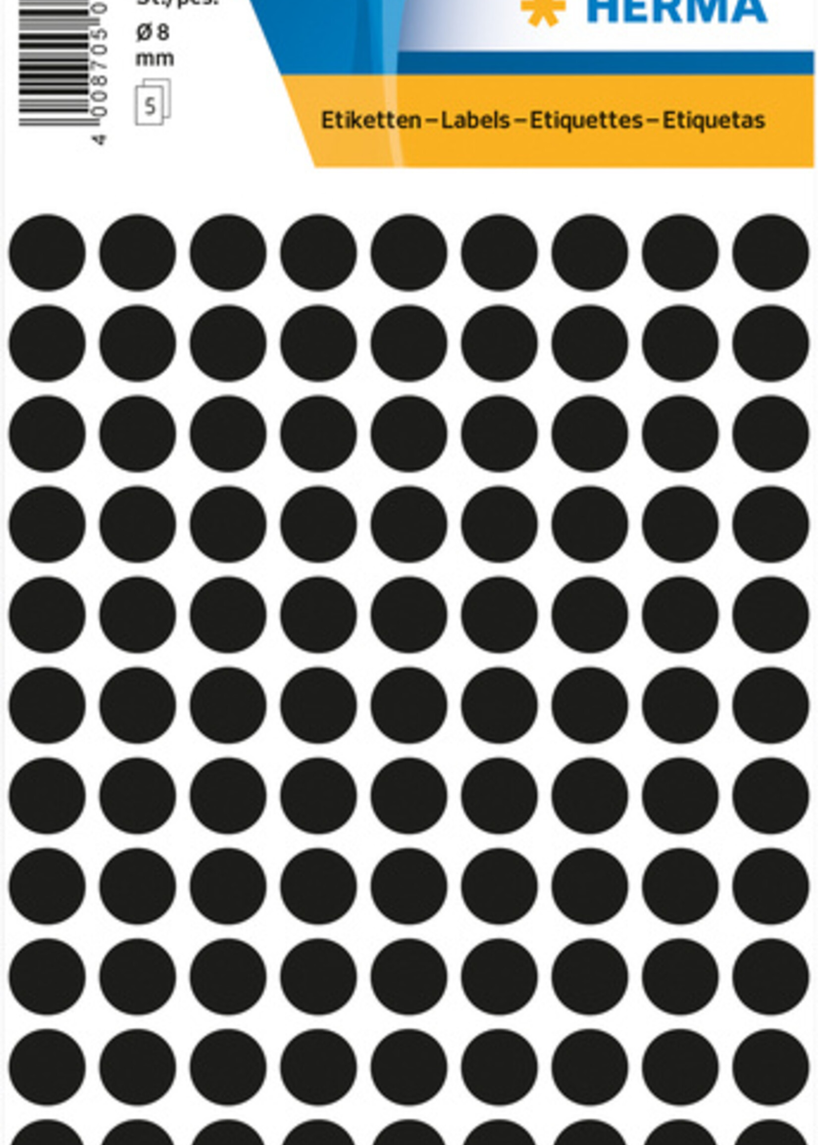 Herma Etiquette HERMA 1849 rond 8mm noir 540 pièces