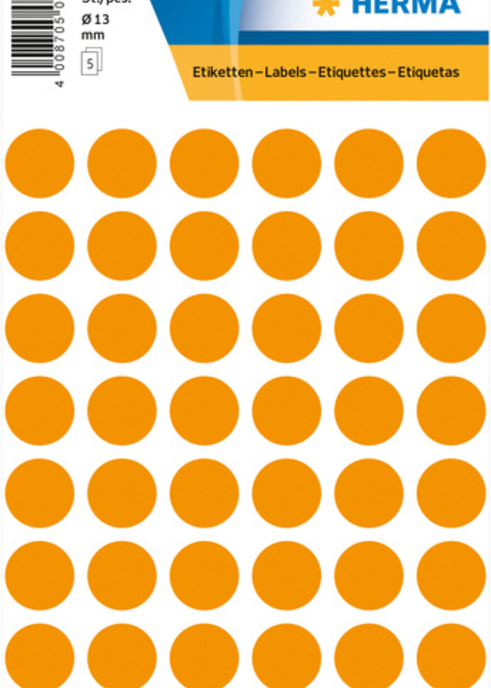 Herma Etiquette HERMA 1864 rond 12mm orange fluo 240 pièces