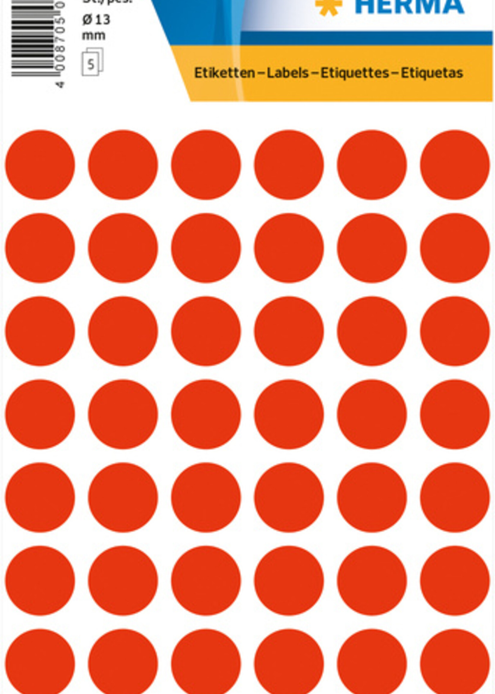 Herma Etiquette HERMA 1866 rond 12mm rouge fluo 240 pièces