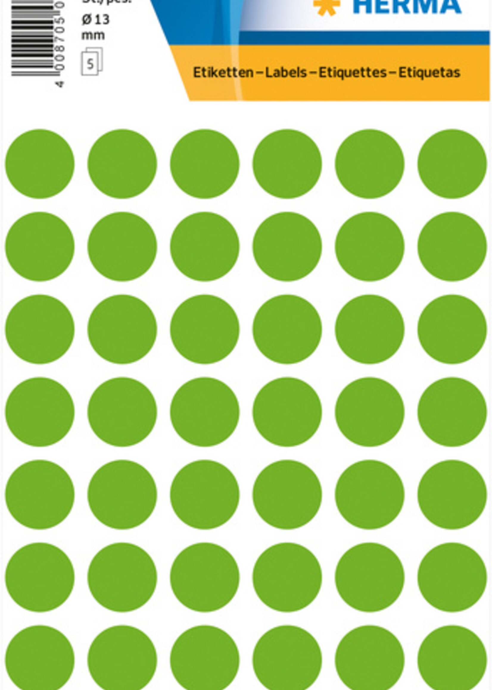 Herma Etiquette HERMA 1868 rond 12mm vert fluo 240 pièces