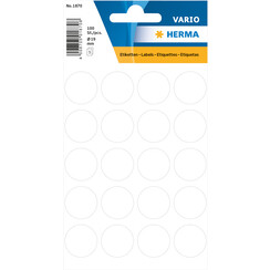 Etiket HERMA 1870 rond 19mm wit 100stuks